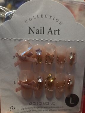 ♥️2 For $25♥️Nail Art Press-On Set with Pink Bow Accents